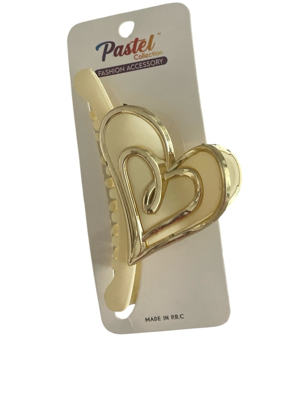 IVORY DOUBLE HEART SWEET LOVE CLAW HAIR CLIP